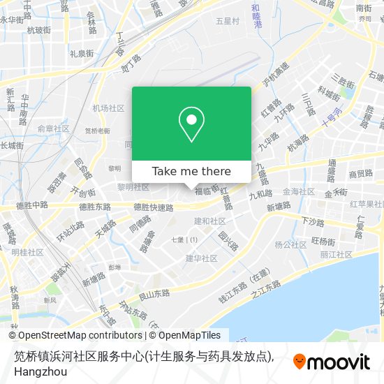 笕桥镇浜河社区服务中心(计生服务与药具发放点) map