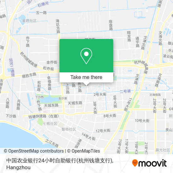 中国农业银行24小时自助银行(杭州钱塘支行) map