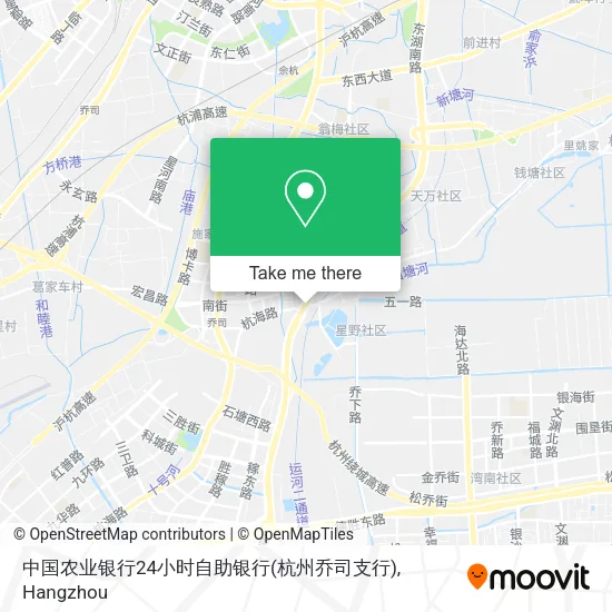 中国农业银行24小时自助银行(杭州乔司支行) map