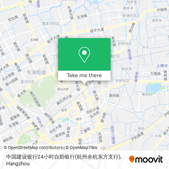 中国建设银行24小时自助银行(杭州余杭东方支行) map