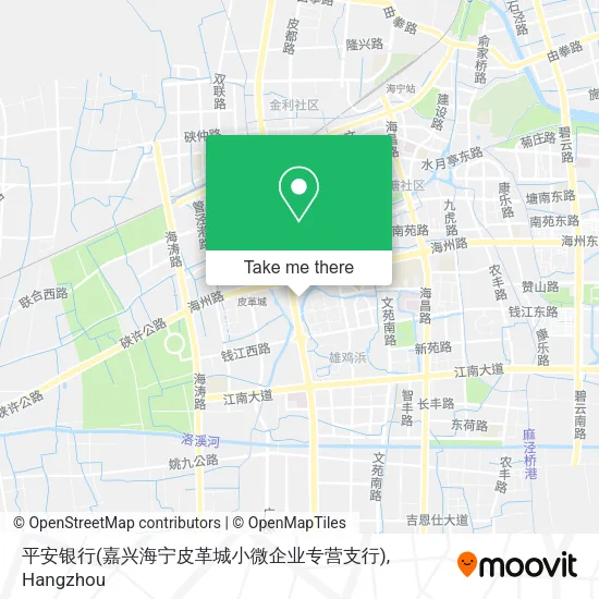 平安银行(嘉兴海宁皮革城小微企业专营支行) map