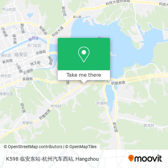 K598 临安东站-杭州汽车西站 map