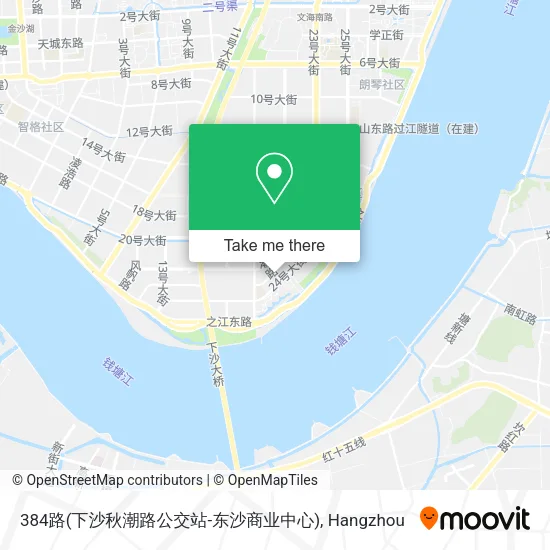 384路(下沙秋潮路公交站-东沙商业中心) map