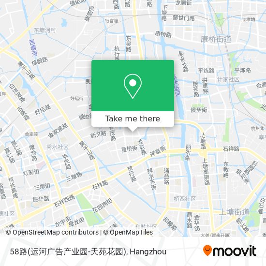 58路(运河广告产业园-天苑花园) map