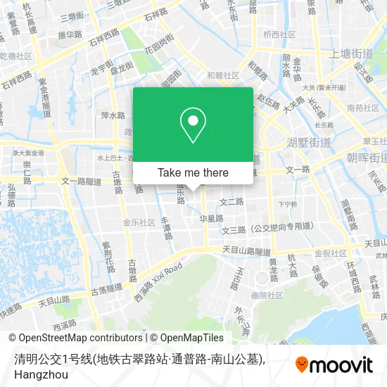 清明公交1号线(地铁古翠路站·通普路-南山公墓) map