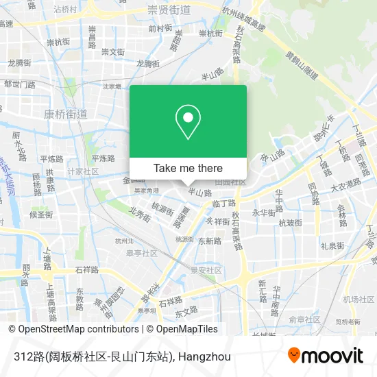 312路(阔板桥社区-艮山门东站) map