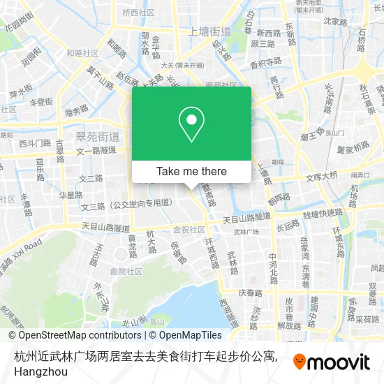 杭州近武林广场两居室去去美食街打车起步价公寓 map