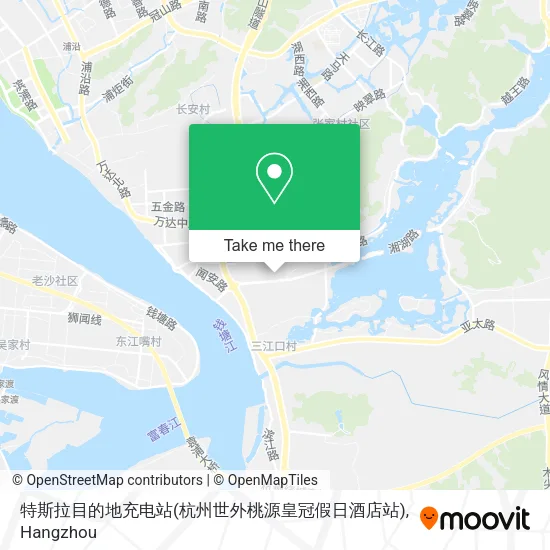特斯拉目的地充电站(杭州世外桃源皇冠假日酒店站) map