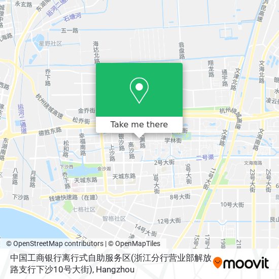 中国工商银行离行式自助服务区(浙江分行营业部解放路支行下沙10号大街) map