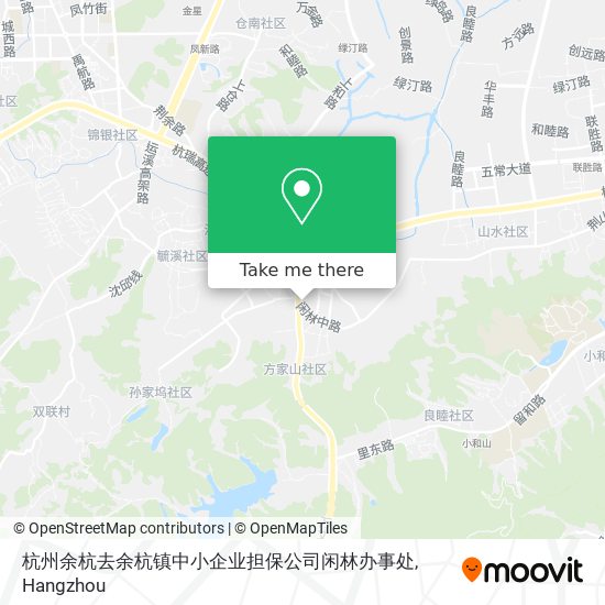 杭州余杭去余杭镇中小企业担保公司闲林办事处 map