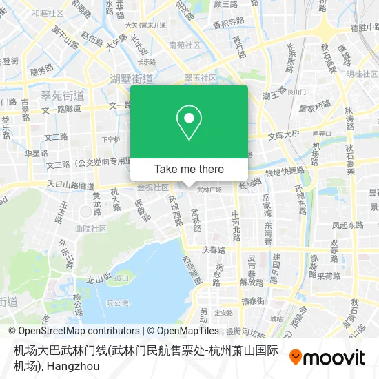 机场大巴武林门线(武林门民航售票处-杭州萧山国际机场) map