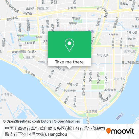 中国工商银行离行式自助服务区(浙江分行营业部解放路支行下沙14号大街) map
