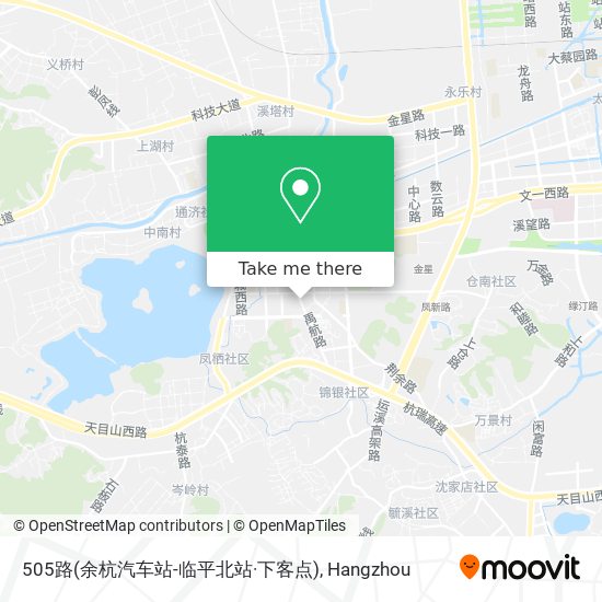 505路(余杭汽车站-临平北站·下客点) map