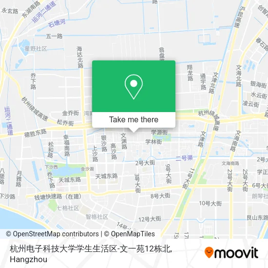 杭州电子科技大学学生生活区-文一苑12栋北 map
