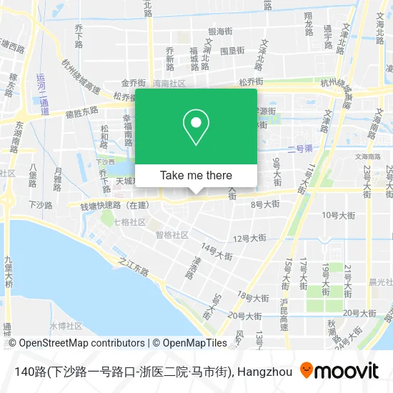 140路(下沙路一号路口-浙医二院·马市街) map