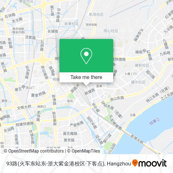 93路(火车东站东-浙大紫金港校区·下客点) map