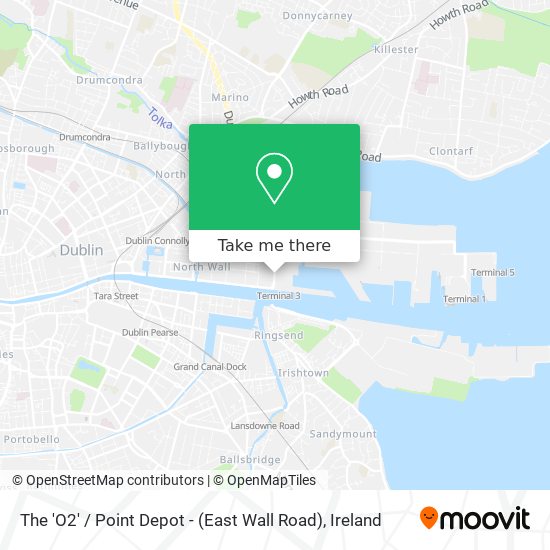 The 'O2' / Point Depot - (East Wall Road) map
