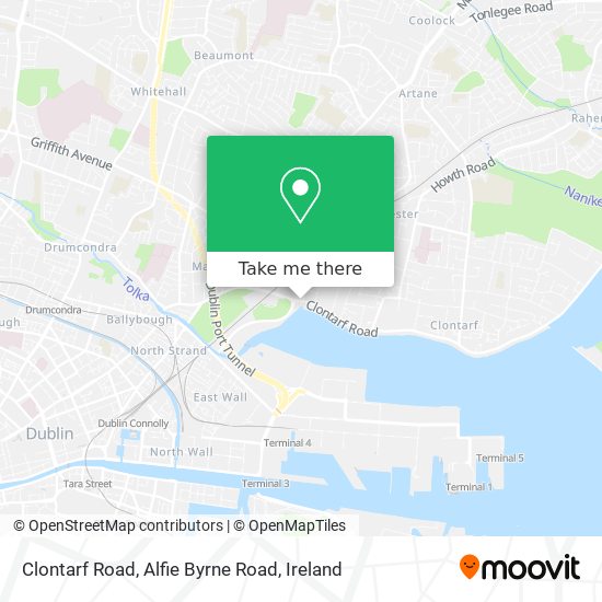 Clontarf Road, Alfie Byrne Road map