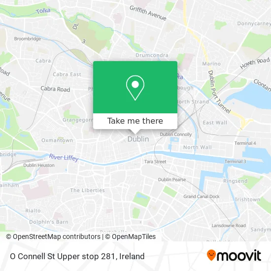 O Connell St Upper stop 281 map