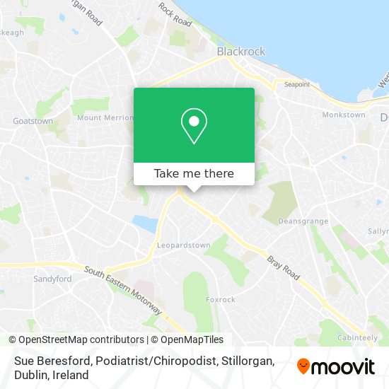Sue Beresford, Podiatrist / Chiropodist, Stillorgan, Dublin map