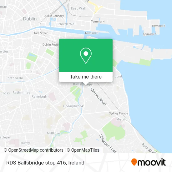 RDS Ballsbridge stop 416 map