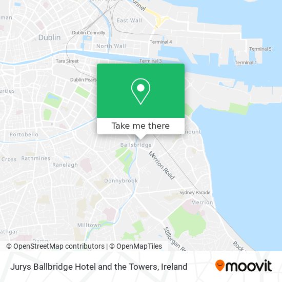 Jurys Ballbridge Hotel and the Towers map