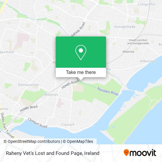 Raheny Vet's Lost and Found Page map