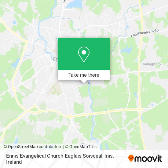 Ennis Evangelical Church-Eaglais Soisceal, Inis map
