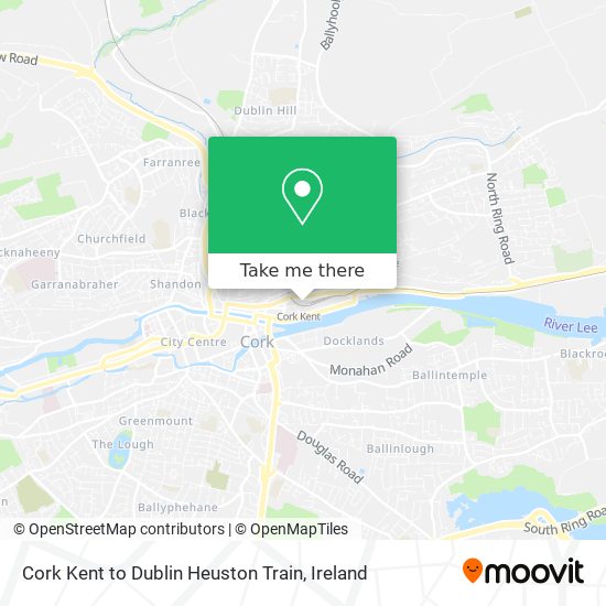 Cork Kent to Dublin Heuston Train map