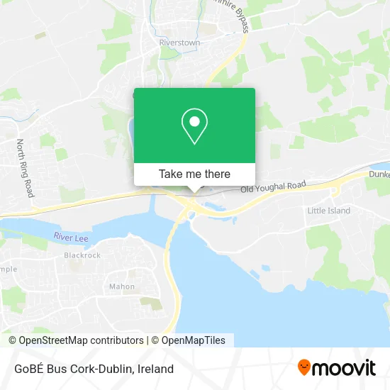 GoBÉ Bus Cork-Dublin map