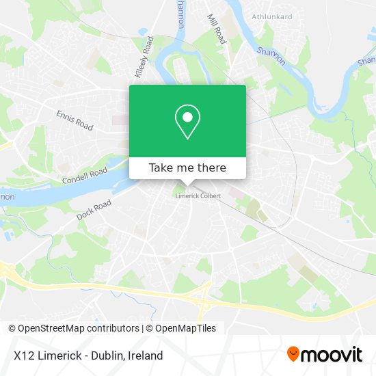 X12 Limerick - Dublin map