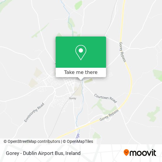 Gorey - Dublin Airport Bus map