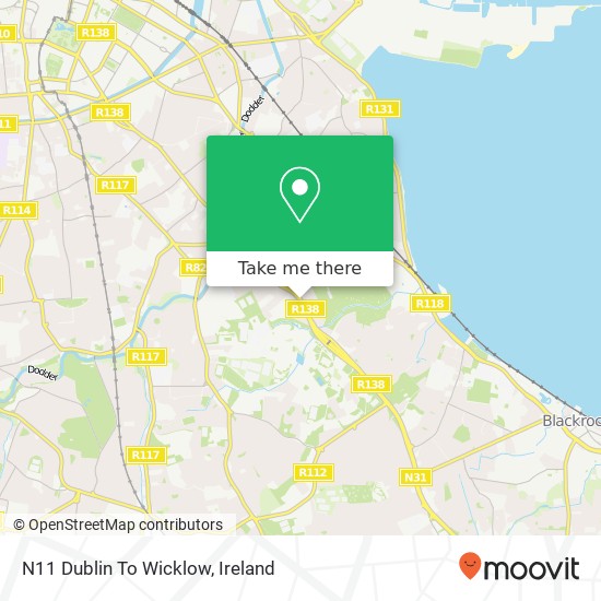 N11 Dublin To Wicklow map