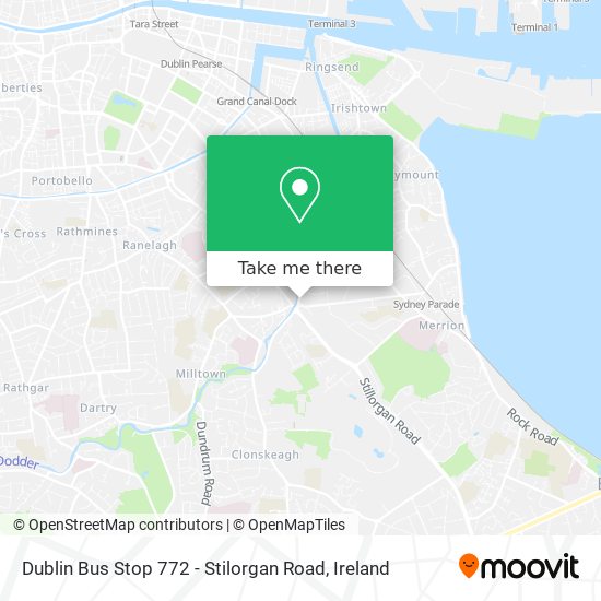 Dublin Bus Stop 772 - Stilorgan Road map