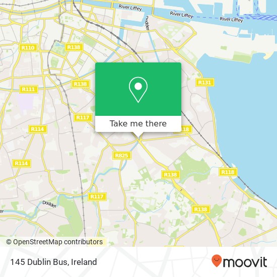 145 Dublin Bus map