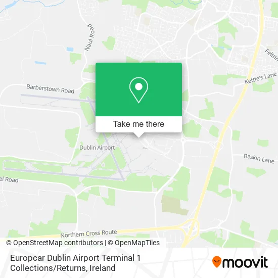 Europcar Dublin Airport Terminal 1 Collections / Returns map