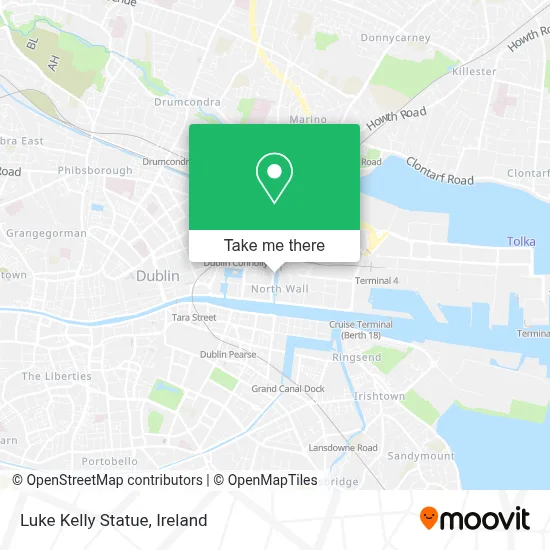 Luke Kelly Statue map