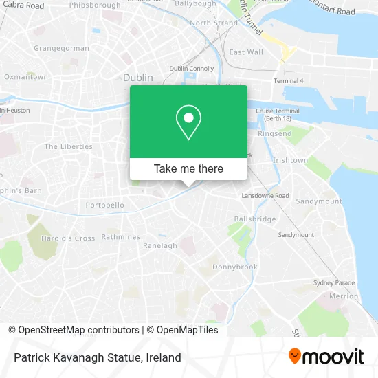 Patrick Kavanagh Statue map