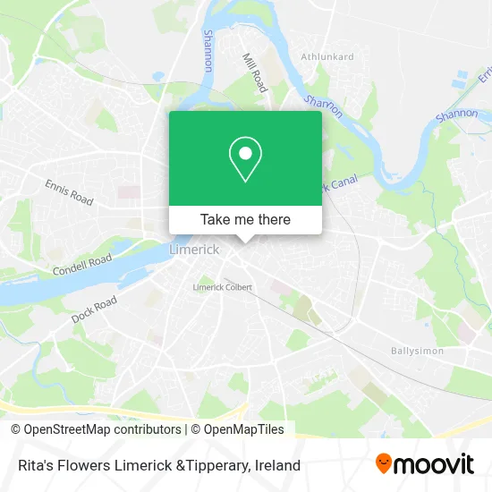 Rita's Flowers Limerick &Tipperary map