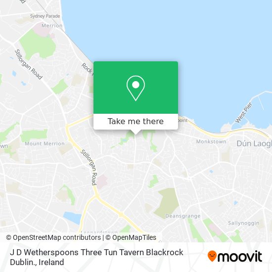 J D Wetherspoons  Three Tun Tavern  Blackrock  Dublin. map