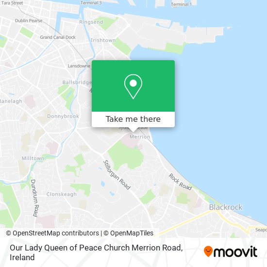 Our Lady Queen of Peace Church  Merrion Road map