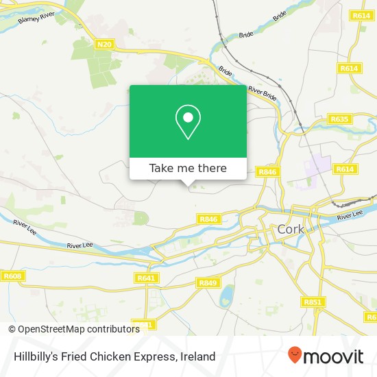 Hillbilly's Fried Chicken Express, Baker's Road Cork, County Cork map