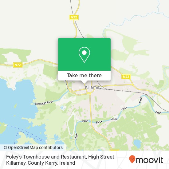 Foley's Townhouse and Restaurant, High Street Killarney, County Kerry map