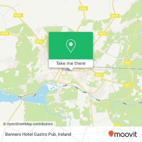 Benners Hotel Gastro Pub, Upper Castle Street Tralee map