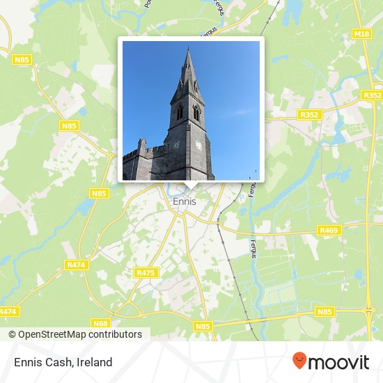Ennis Cash, Abbey Street Ennis map
