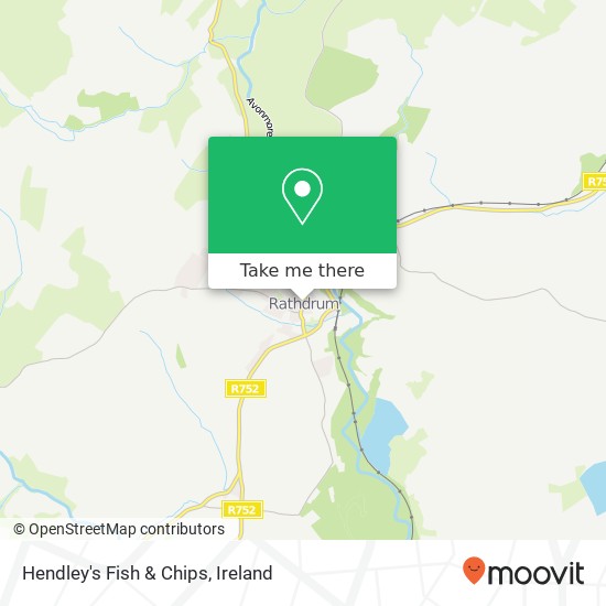 Hendley's Fish & Chips, Main Street Rathdrum A67 XC53 map