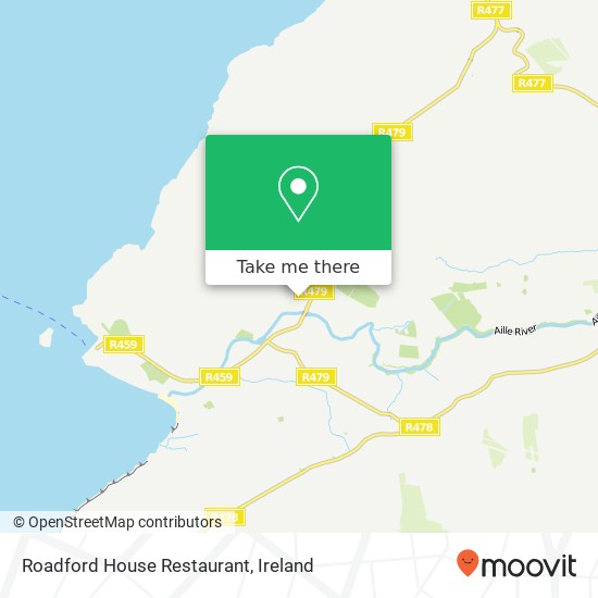 Roadford House Restaurant, Teergonean Teergonean, County Clare map