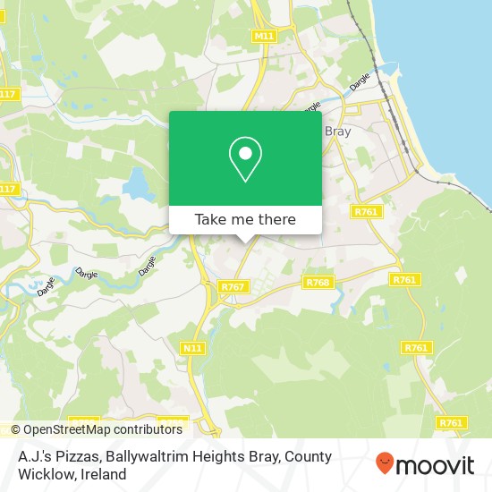 A.J.'s Pizzas, Ballywaltrim Heights Bray, County Wicklow map