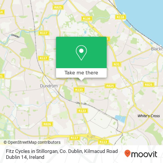 Fitz Cycles in Stillorgan, Co. Dublin, Kilmacud Road Dublin 14 map