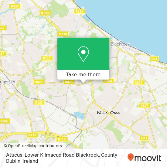 Atticus, Lower Kilmacud Road Blackrock, County Dublin map